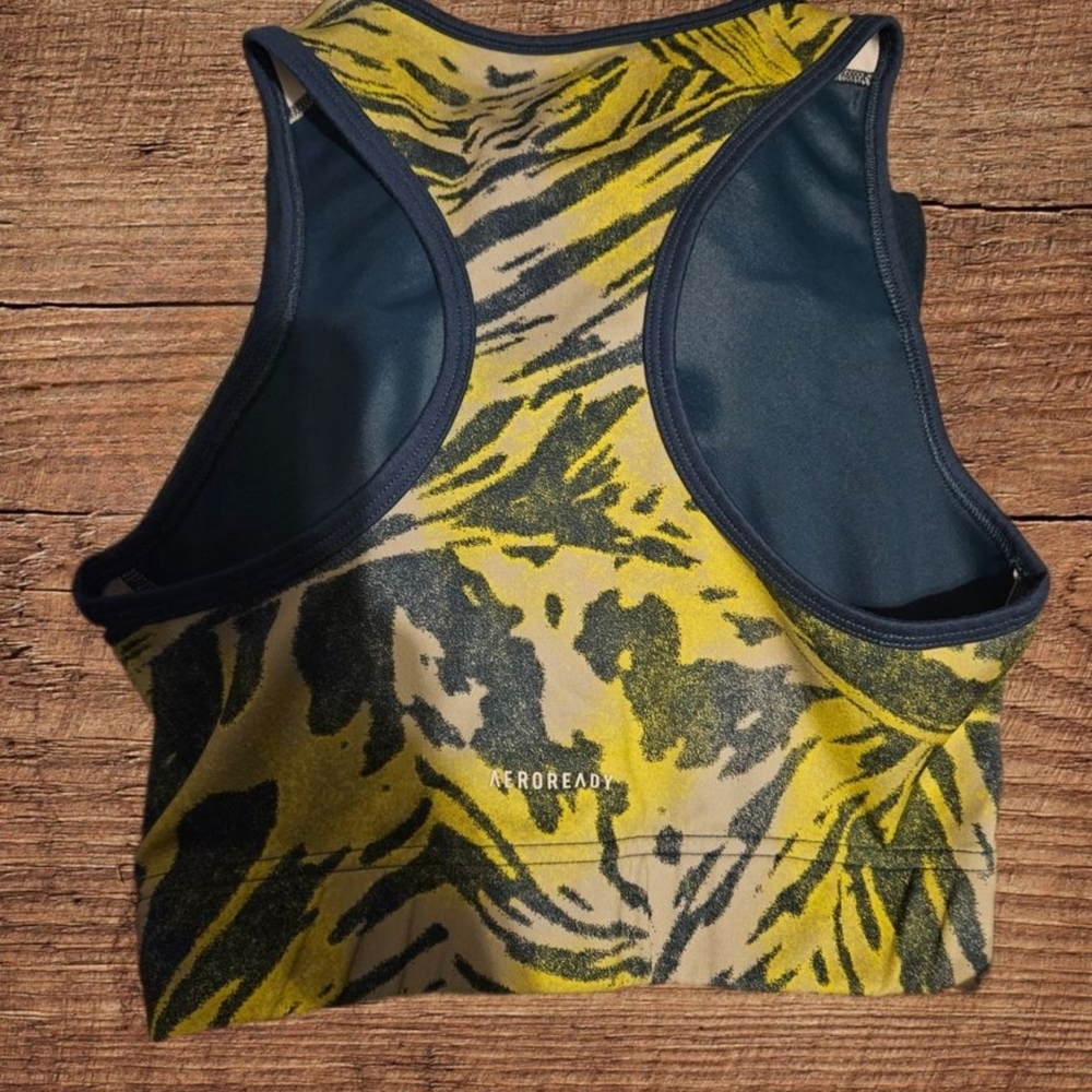 Adidas Yellow and Green Sports Bra